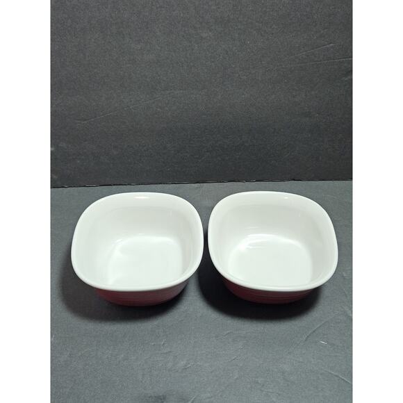 Corning Ware Etch Brick Red Stoneware Casserole Square 20 oz & 7 oz Four Dishes - Picture 13 of 16